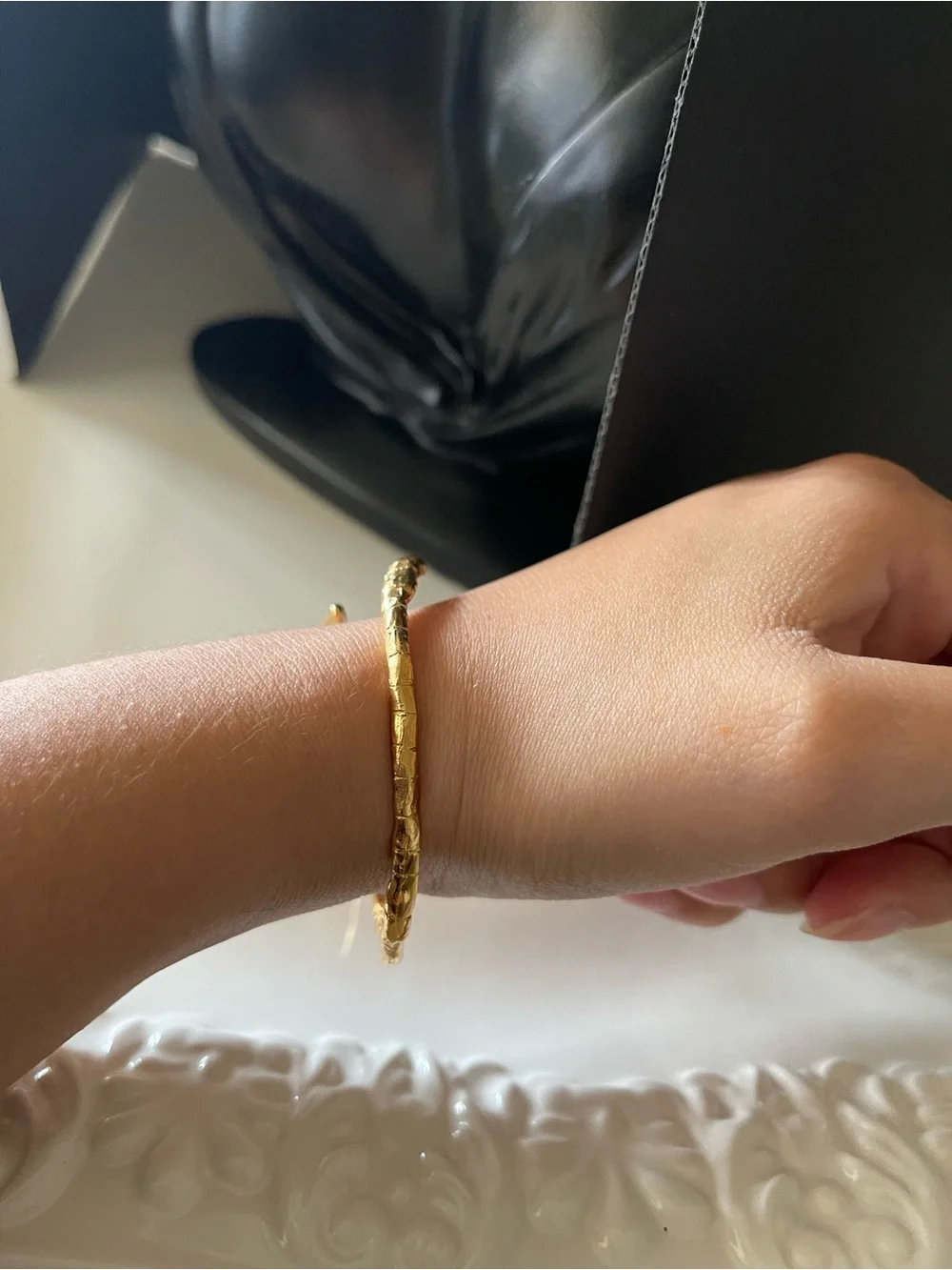 Gold serpent adjustable metal cuff bangle bracelet